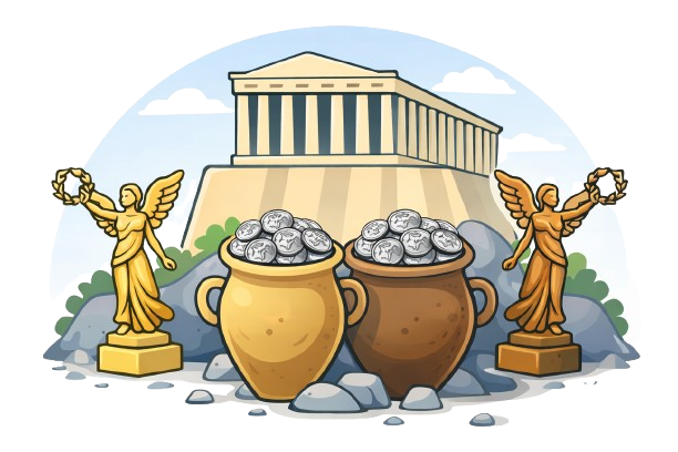 Acropole d'Athènes, riche en or et argent