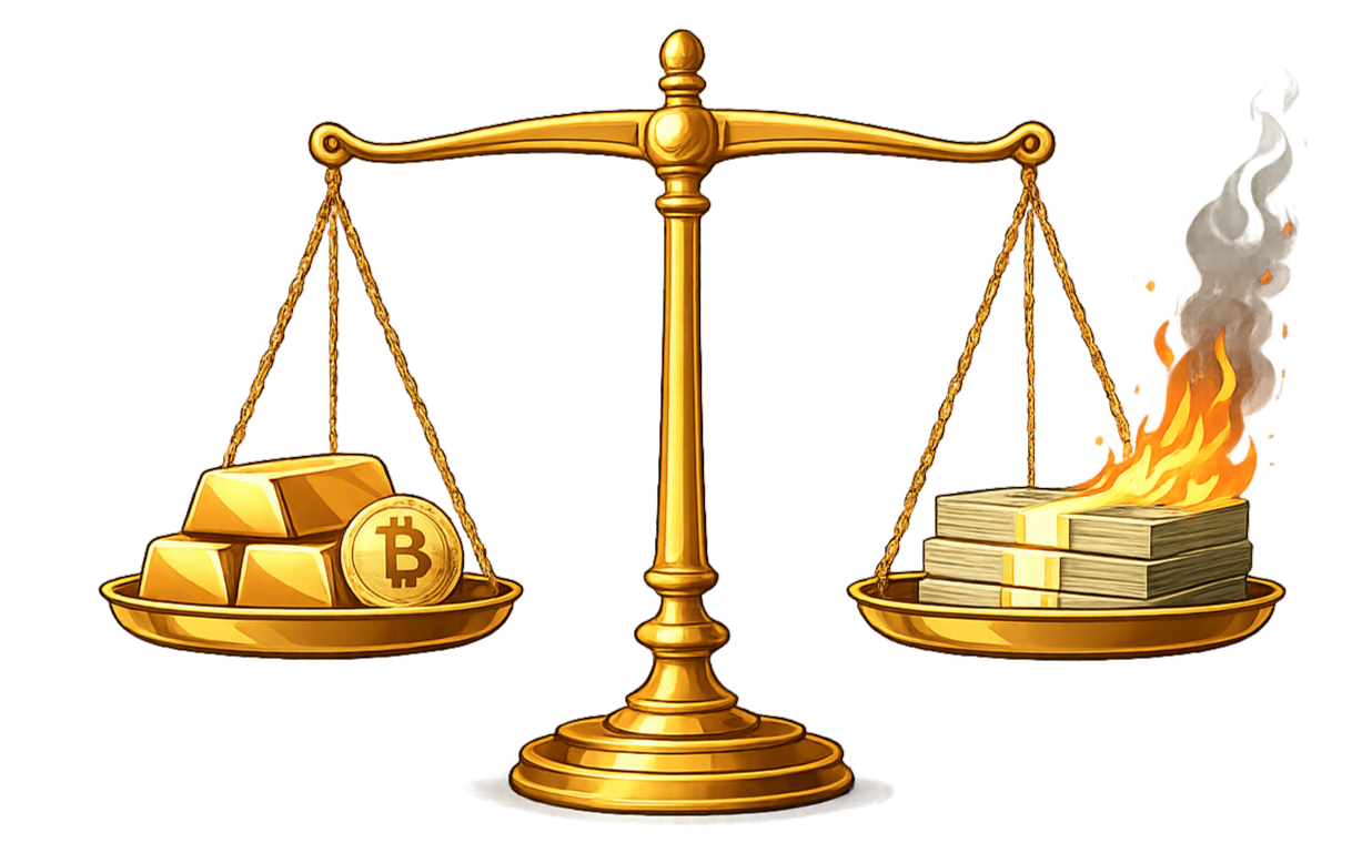 Équilibre monétaire entre rareté et stimulation monétaire - Or, fiat, bitcoin.